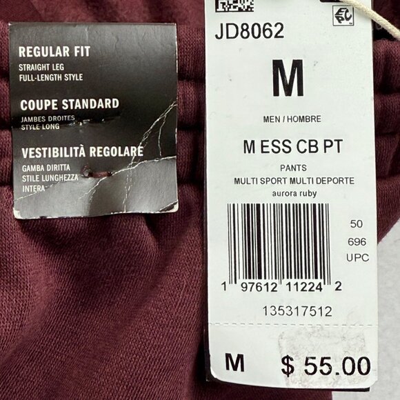 Adidas Men's Regular Fit Aurora Ruby Multi Sport Fleece Jogger Pants Size M NWT - Picture 5 of 10
